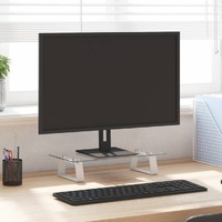 Monitor Stand White 40x20x8 cm Tempered Glass and Metal