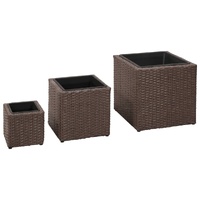 Garden Square Raised Bed Set 3 Pieces Rattan Brown