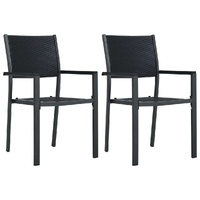 Garden Chairs 2 pcs Black Plastic Rattan Look