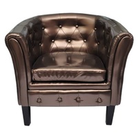 Tub Chair Brown Faux Leather