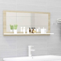 Bathroom Mirror White and Sonoma Oak 90x10.5x37 cm Engineered Wood