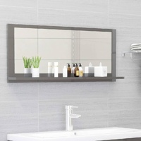 Bathroom Mirror High Gloss Grey 90x10.5x37 cm Engineered Wood