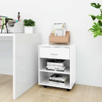 Rolling Cabinet High Gloss White 46x36x59 cm Engineered Wood