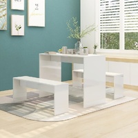 3 Piece Dining Set High Gloss White Engineered Wood