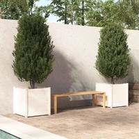 Garden Planters 2 pcs White 60x60x60 cm Solid Wood Pine