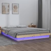 LED Bed Frame without Mattress 135x190 cm Solid Wood