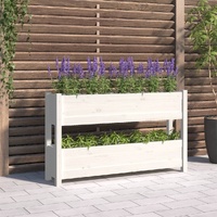 Planter White 112x25x66 cm Solid Wood Pine