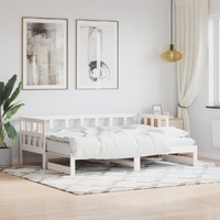 Daybed with Trundle without Mattress White 90x190 cm Solid Wood