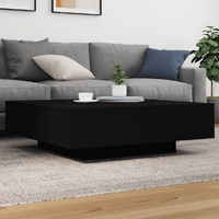 Coffee Table with LED Lights Black 100x100x31 cm