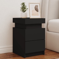 Bedside Cabinets with LED Lights 2 pcs Black 35x39x55 cm