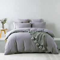 Royal Comfort Vintage Washed 100 % Cotton Quilt Cover Set Single - Grey