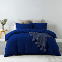 Royal Comfort Vintage Washed 100 % Cotton Quilt Cover Set Single - Royal Blue