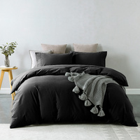 Royal Comfort Vintage Washed 100 % Cotton Quilt Cover Set Double - Charcoal