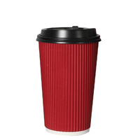 100 Pcs 16oz Disposable Takeaway Coffee Red