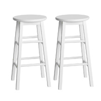 2x Bar Stools Round Chairs Wooden White