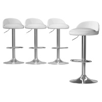 4x Bar Stools PU Leather Gas Lift White