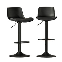 2x Bar Stools Padded Seat Gas Lift Black