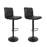 2x Bar Stools Kitchen Dining Chairs Gas Lift Stool Leather Black