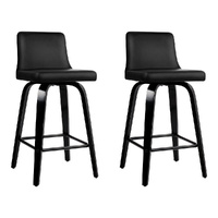 Bar Stools Kitchen Leather Barstools Swivel Wooden Chairs X2