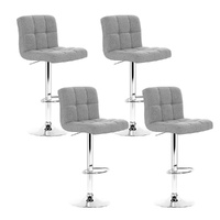 4x Bar Stools Leather Gas Lift Grey