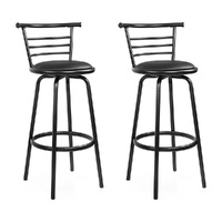 2x Bar Stools Swivel Leather Padded Metal