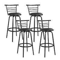 4x Bar Stools Swivel Leather Padded Metal