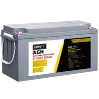 AGM Deep Cycle Battery 12V 200Ah Box Portable Solar Caravan Camping