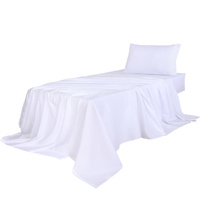  3pcs Sinigle Size 100% Bamboo Bed Sheet Set in White Colour Single