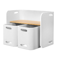 3PCS Kids Table and Chairs Set Multifunctional Storage Desk White