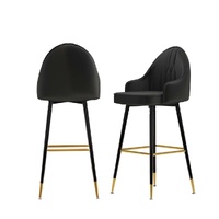  Velvet Bar Stools x 2 Swivel Black