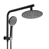 High Pressure Shower Head Set Rain Round Black