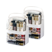 2X 3 Tier White Countertop Makeup Cosmetic Storage Organiser Skincare Holder Jewelry Storage Box with Handle