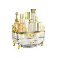 3 Tier Transparent Multifunctional Countertop Cosmetic Storage Makeup Skincare Holder Jewelry Cabinet Bathroom Desk Drawer Vanity Organiser