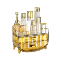 3 Tier Golden Yellow Multifunctional Countertop Cosmetic Storage Makeup Skincare Holder Jewelry Cabinet Bathroom Desk Drawer Vanity Organiser