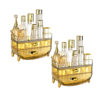 2X 3 Tier Golden Yellow Multifunctional Countertop Cosmetic Storage Makeup Skincare Holder Jewelry Cabinet Bathroom Desk Drawer Vanity Organiser