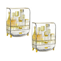 2X 3 Tier Transparent Multifunctional Countertop Cosmetic Storage Makeup Perfume Skincare Display Stand Shelf Drawer Type Organiser