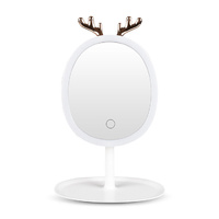 White Antler LED Light Makeup Mirror Tabletop Vanity Home Decor