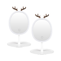 2X White Antler LED Light Makeup Mirror Tabletop Vanity Home Decor