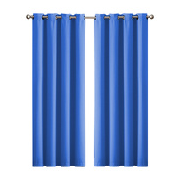 2x Blockout Curtains Panels 3 Layers Blue CD1003-140X230-BK