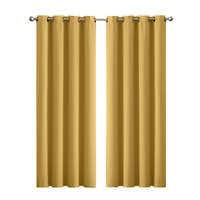 2x Blockout Curtains Panels 3 Layers Mustard