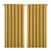 2x Blockout Curtains Panels 3 Layers Mustard