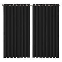 2x Blockout Curtains Panels 3 Layers Black CD1003-300X230-GY