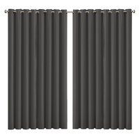 2x Blockout Curtains Panels 3 Layers Charcoal CD1003-300X230-GY