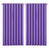 2x Blockout Curtains Panels 3 Layers Purple CD1003-300X230-GY