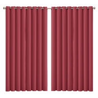 2x Blockout Curtains Panels 3 Layers Burgundy CD1003-300X230-GY