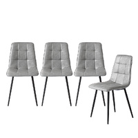  4x Dining Chairs Kitchen Chair Grey Faux Leather