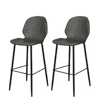  2x Bar Stool Barstools Counter Grey