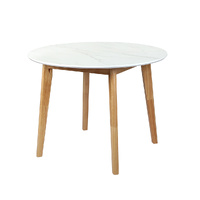  Dining Table Round Rubberwood Base 100cm White 100 CM