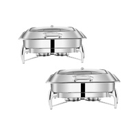 2X Stainless Steel Rectangular Chafing Dish Tray Buffet Cater Food Warmer Chafer with Top Lid