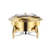 Gold Plated Stainless Steel Round Chafing Dish Tray Buffet Cater Food Warmer Chafer with Top Lid